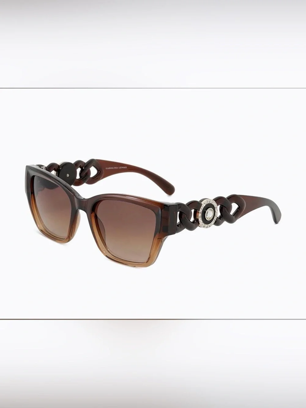 NEW Carolina Lemke Julia Brown Embellished Chain Sunglasses CL3329-02
